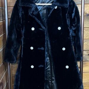 Vintage Weather Tamer Black Faux Fur Coat | Made in the USA